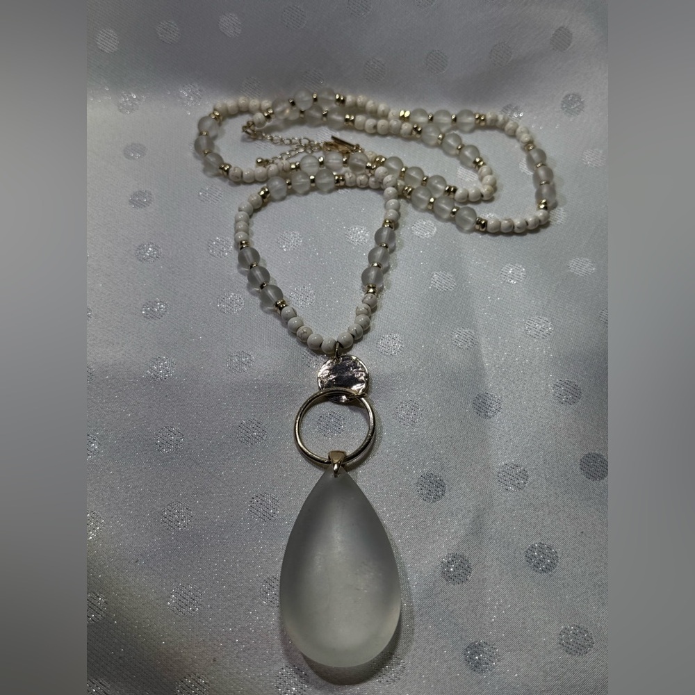 White House Black Market Necklace Set – Frosted & Black Teardrop Statement Pair